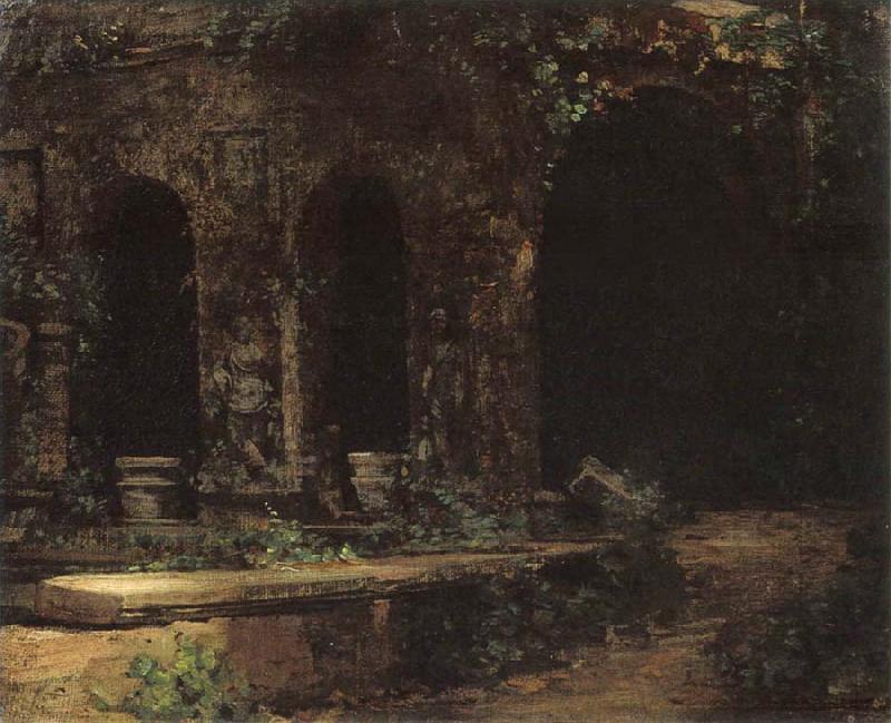 Carl Blechen Grotto in the Park at the Villa d-Este in Rome oil painting picture